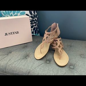 JustFab blush colored embellished sandals